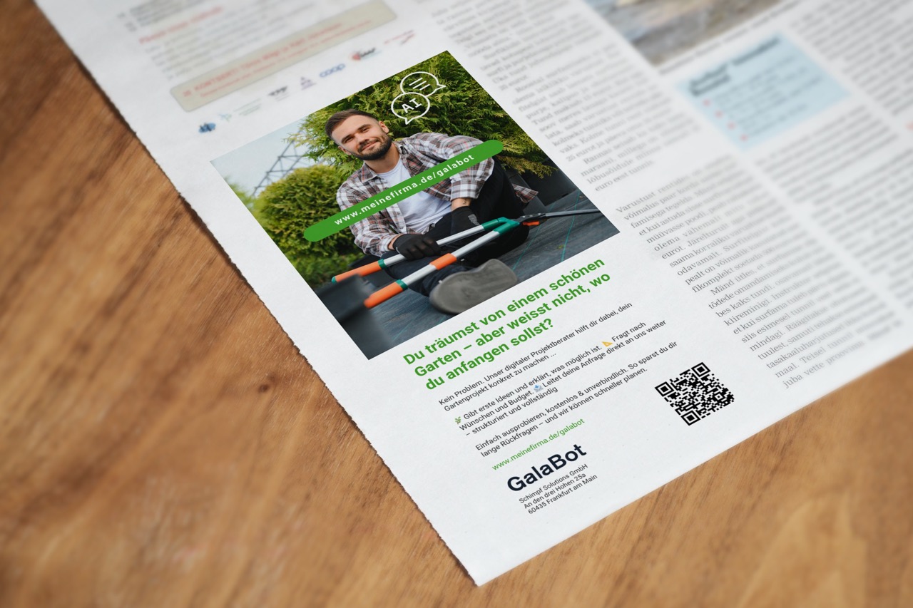 Zeitungsanzeige für die Gala-Assistenz